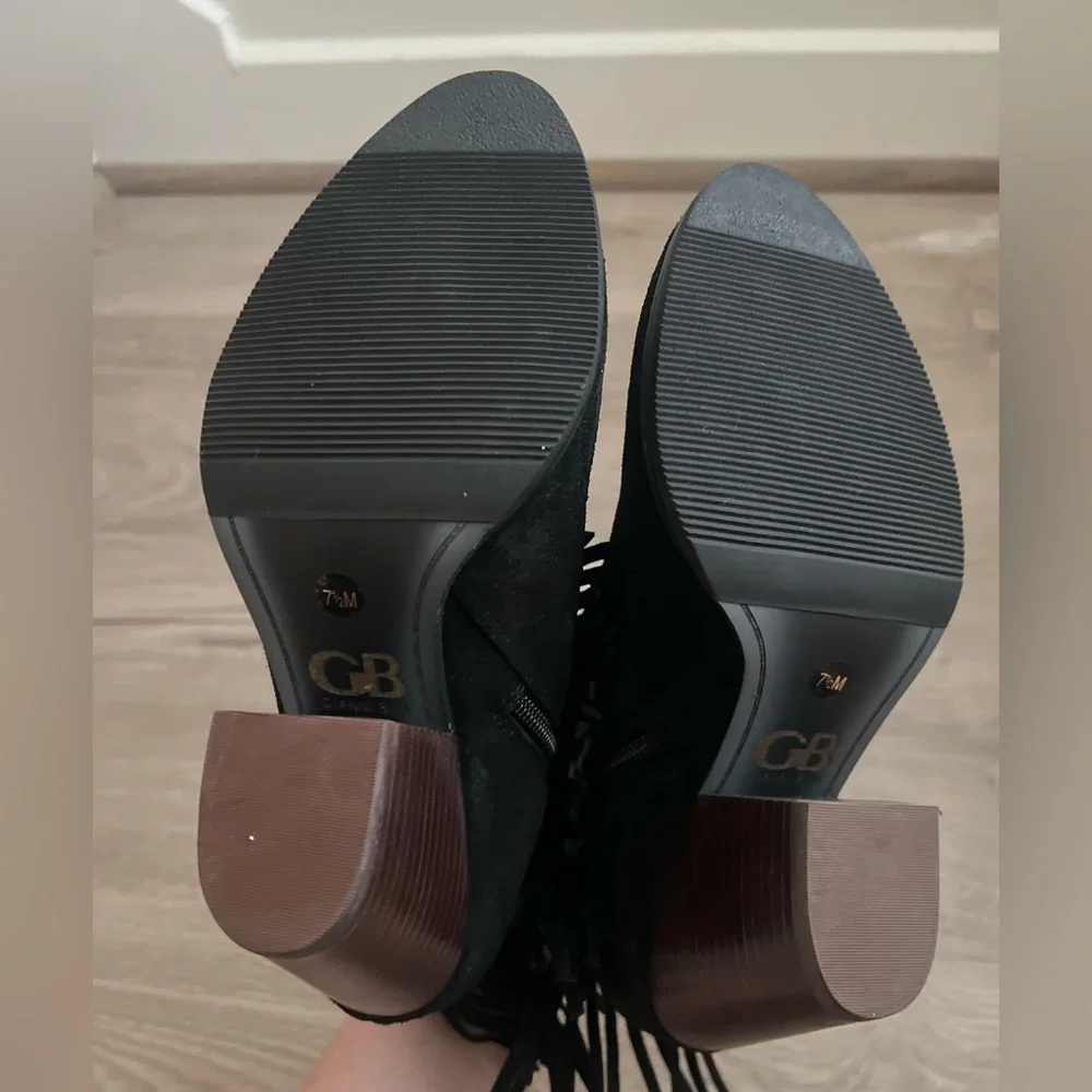 Gianni Bini Western Black Fringe Ankle Boots - Picture 6 of 6
